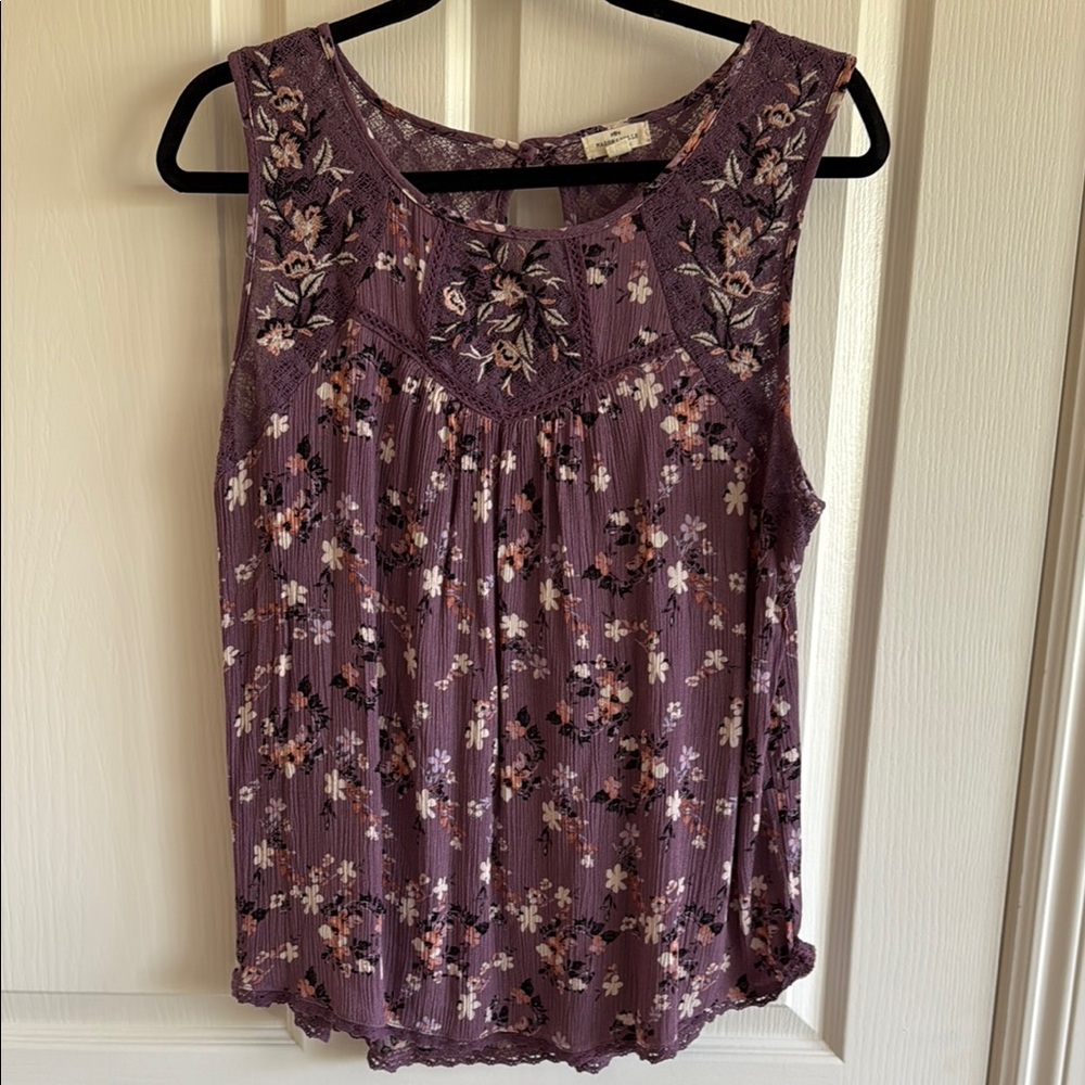 Floral Embroidered Purple Blouse
